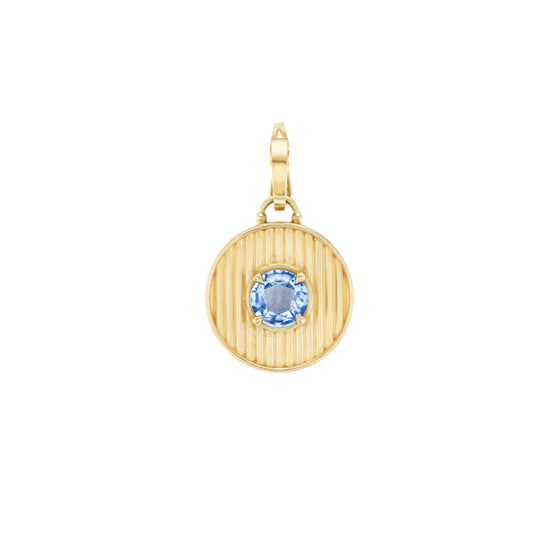 Fluted Fortune Charm — Blue Sapphire