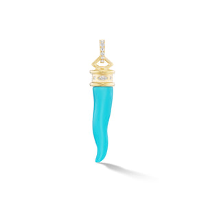 
                  
                    Diamond Cornicello Amulet Charm- Turquoise
                  
                