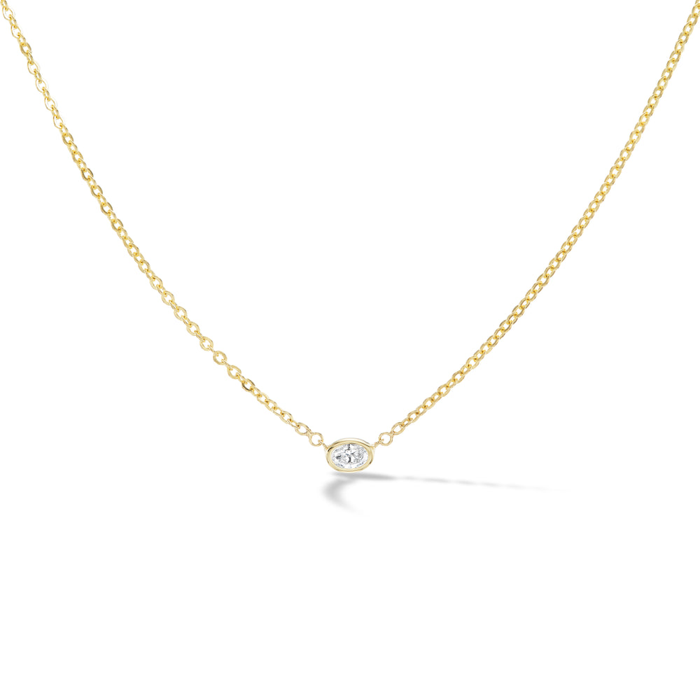 Solitaire Brill Chain Necklace- Oval Cut