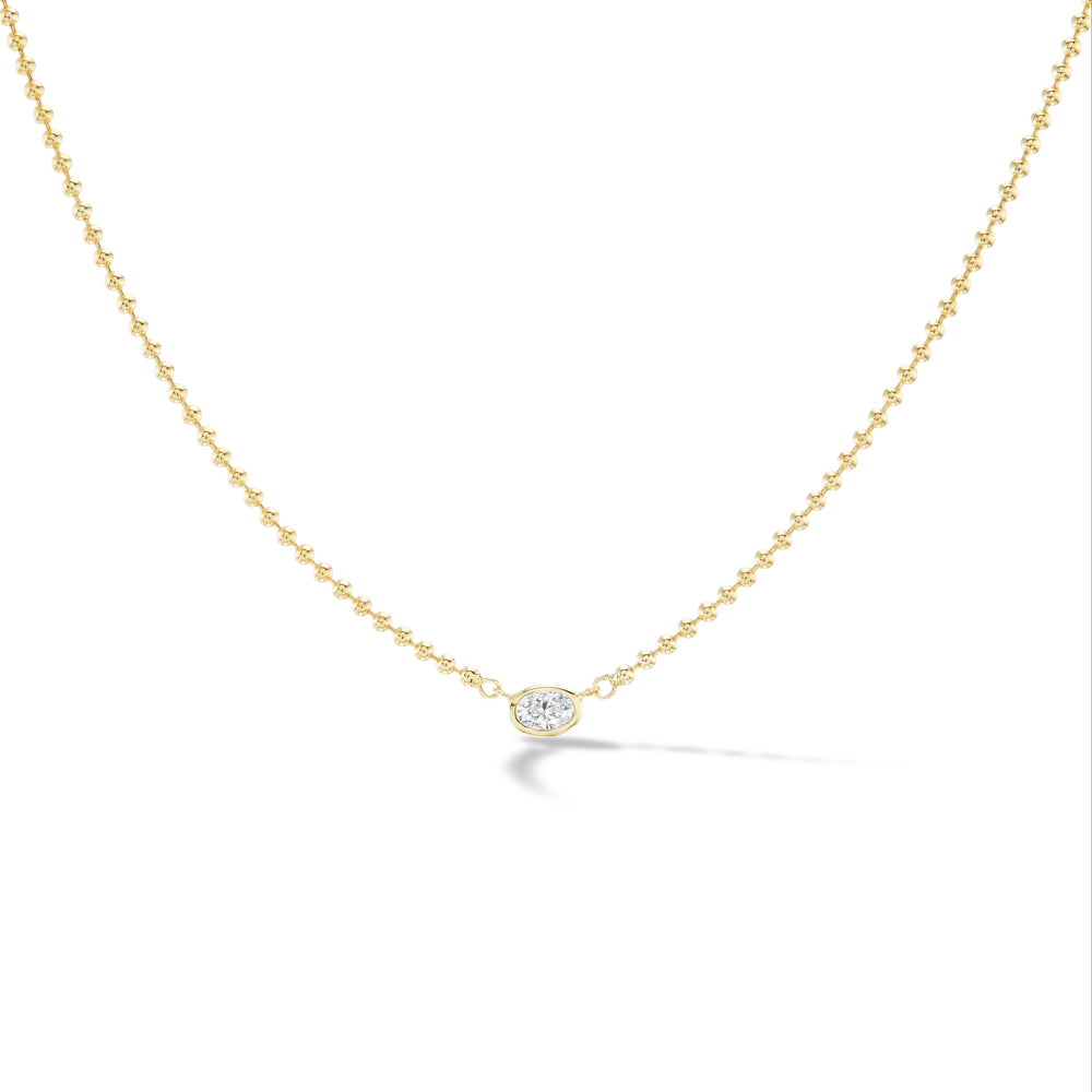 
                  
                    Solitaire Caviar Chain Necklace- Oval Cut
                  
                