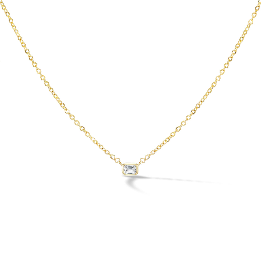 Solitaire Brill Chain Necklace- Emerald Cut