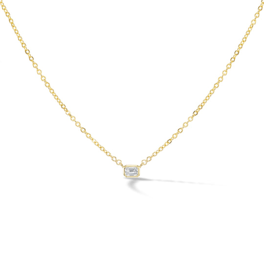 Solitaire Brill Chain Necklace- Emerald Cut