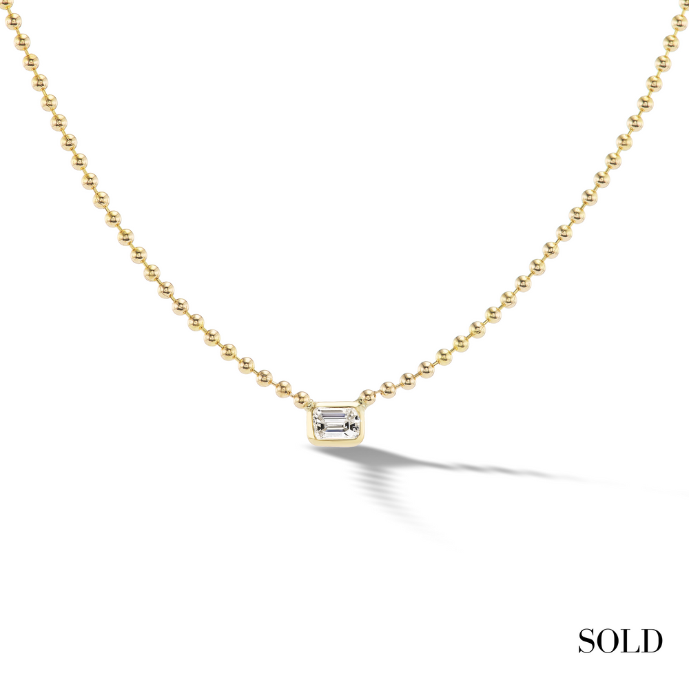 Emerald Cut Solitaire Diamond Necklace