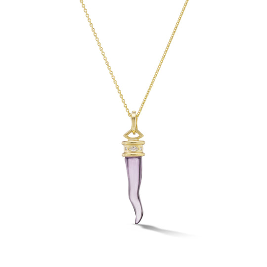 Cornicello Amulet Necklace- Amethyst