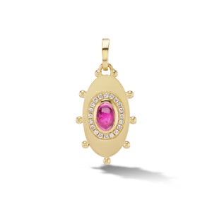 
                  
                    Oval Evil Eye Amulet Charm in Rubellite
                  
                