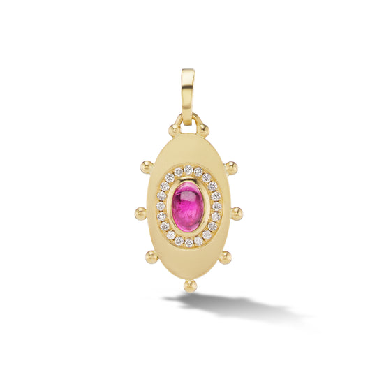 Oval Evil Eye Amulet Charm in Rubellite