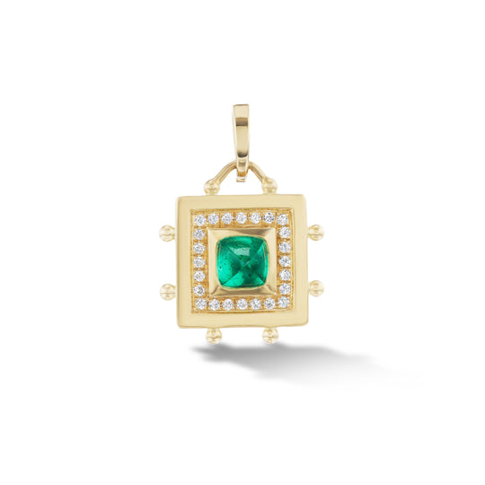 Square Evil Eye Amulet Charm in Emerald