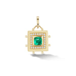 Square Evil Eye Amulet Necklace in Emerald