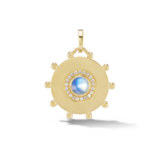 Round Evil Eye Amulet Charm in Moonstone