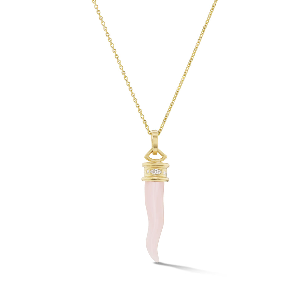 
                  
                    Cornicello Amulet Necklace in Pink Opal
                  
                