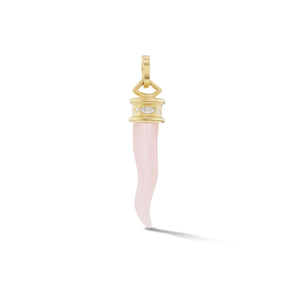 Cornicello Amulet Charm in Pink Opal