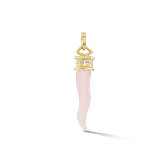 Cornicello Amulet Charm- Pink Opal