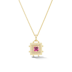 
                  
                    Square Evil Eye Amulet Necklace in Rubellite
                  
                