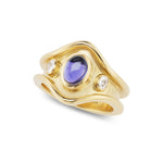 Three Stone Shelter Island Ring in Iolite