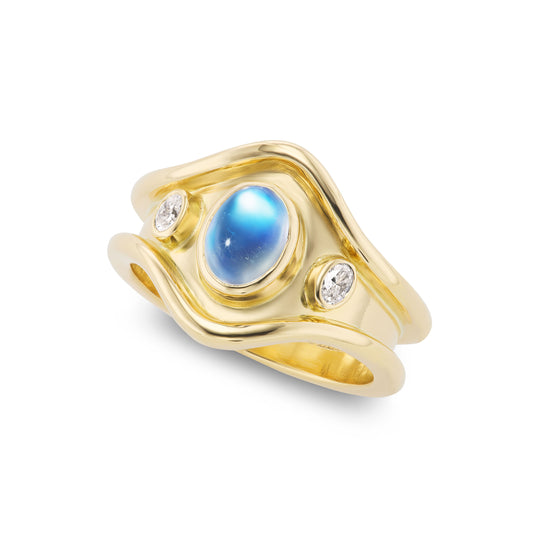 Three Stone Shelter Island Ring in Moonstone