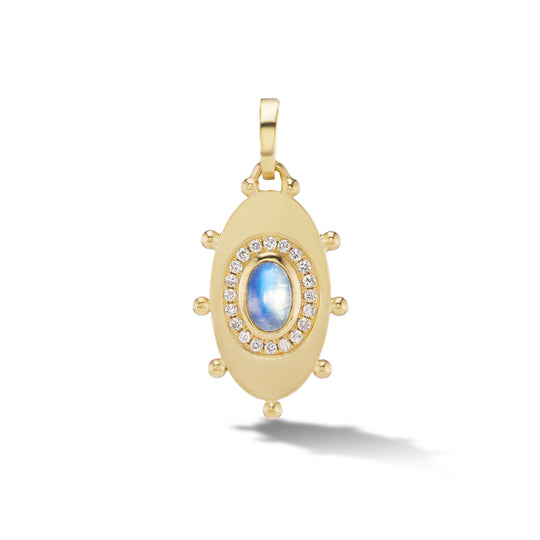 Oval Evil Eye Amulet Charm in Moonstone