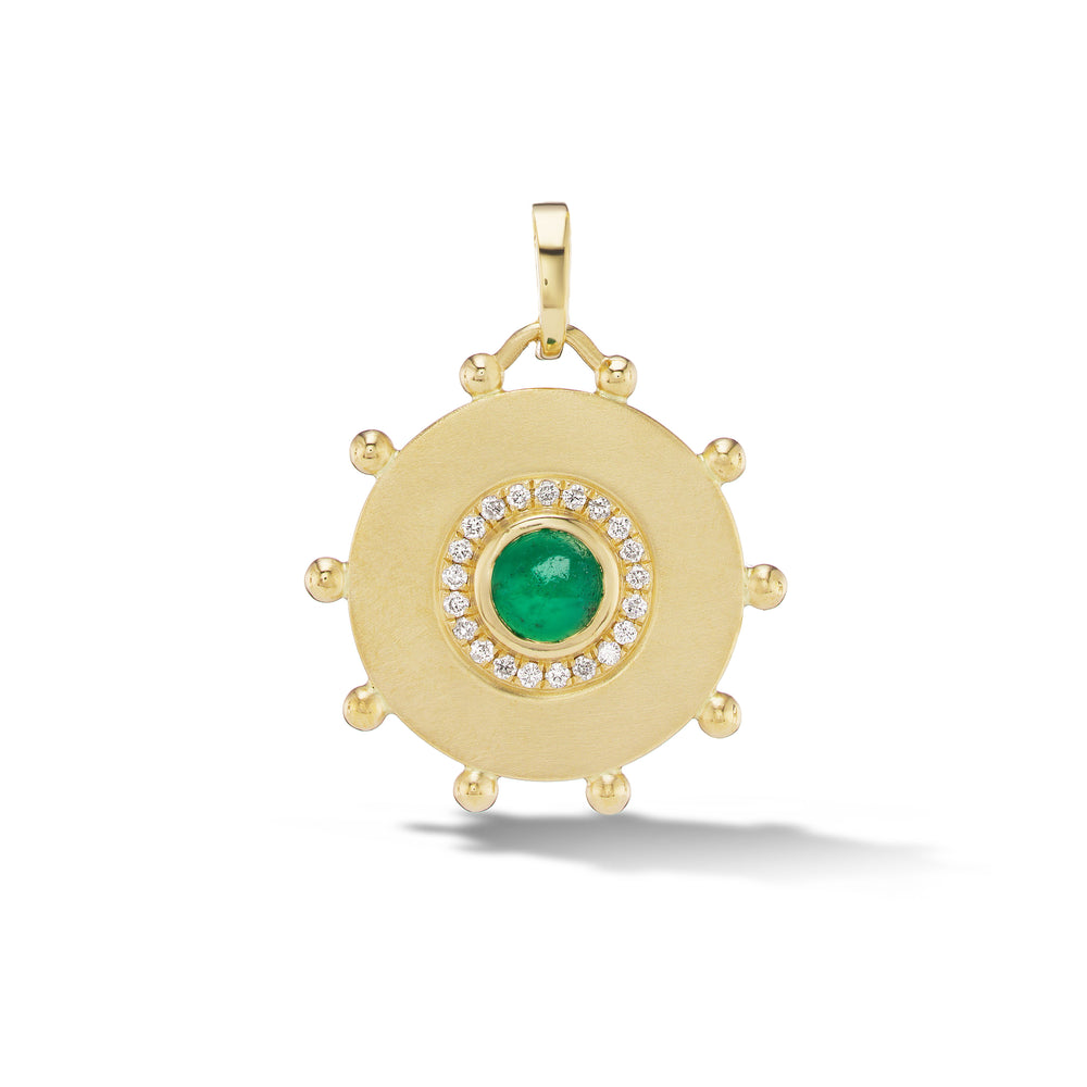 Round Evil Eye Amulet Charm in Emerald