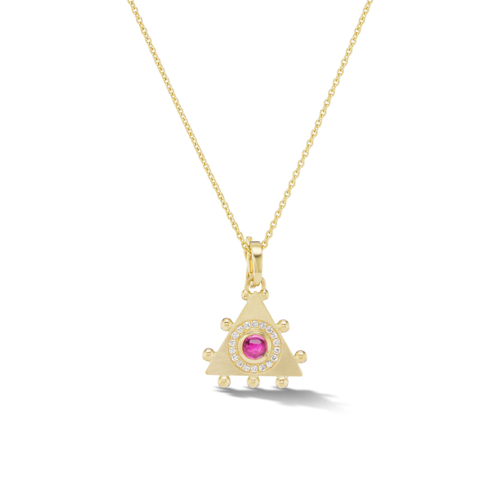 
                  
                    Triangle Evil Eye Amulet Necklace in Rubellite
                  
                