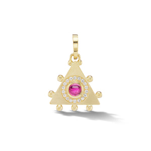 
                  
                    Triangle Evil Eye Amulet Charm in Rubellite
                  
                