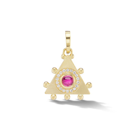 Triangle Evil Eye Amulet Charm in Rubellite