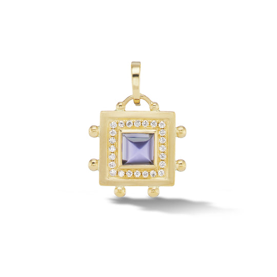 Square Evil Eye Amulet Charm in Iolite