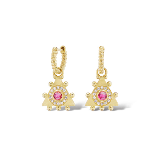 Triangle Evil Eye Charm Hoops