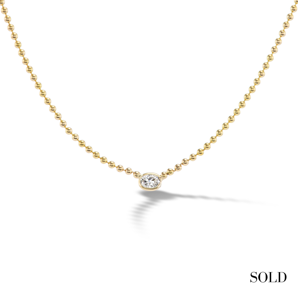Oval Solitaire Diamond Necklace