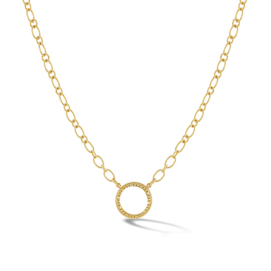 Textured Charm Hoop Chain