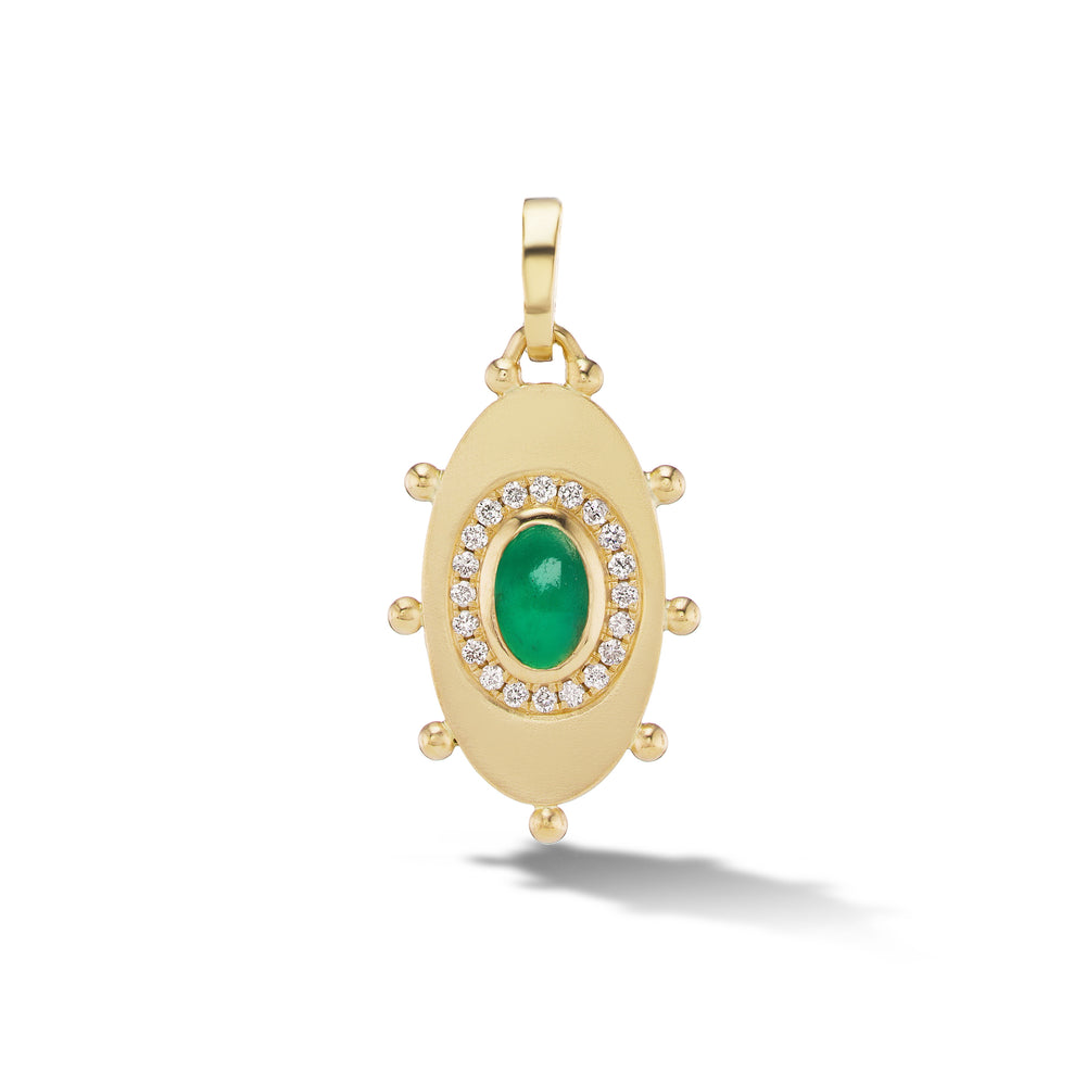 Oval Evil Eye Amulet Charm in Emerald