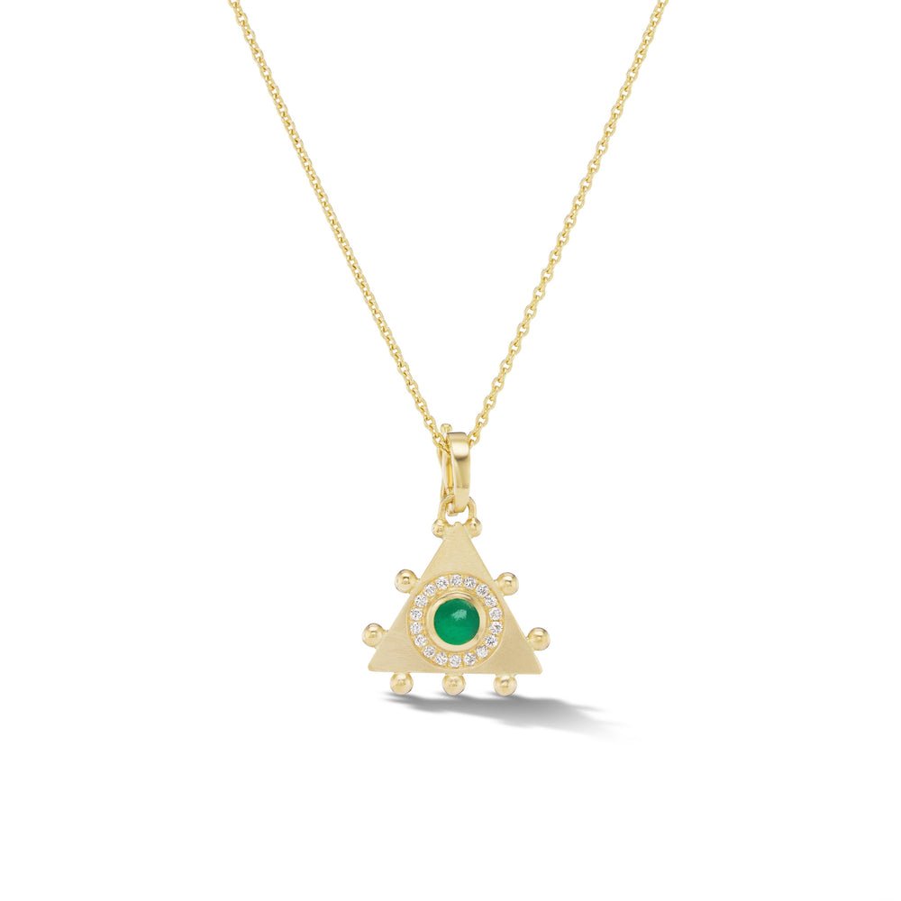 Triangle Evil Eye Amulet Necklace in Emerald